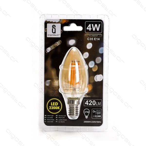 Żarówka LED C35 AMBER 4W Filament E14 2200K Aigostar