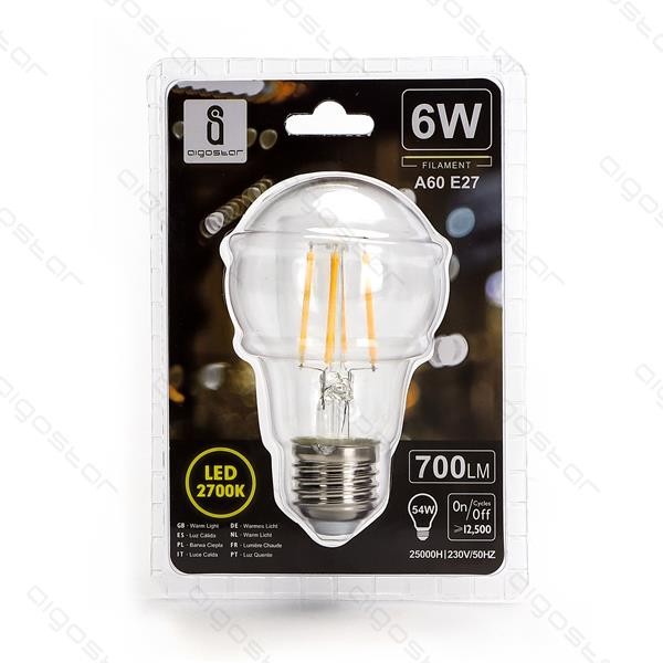 Żarówka LED A60 Filament 6W 2700K E27 Aigostar