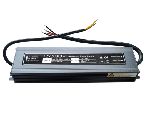 YPS ZASILACZ LED slim IP67 12V 16,7A 200W