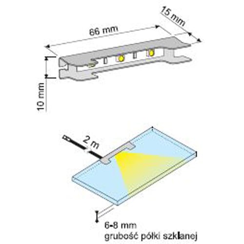 Klips LED do szklanych półek SMD2835 0,24W Neutralna