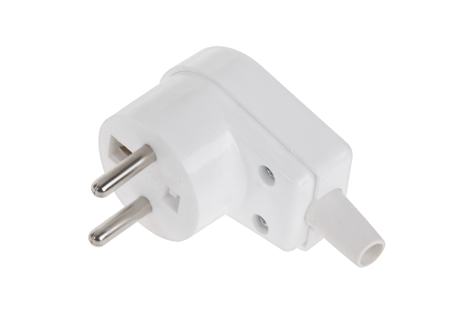 Wtyczka kątowa 230V z uziemieniem biała WT-20S