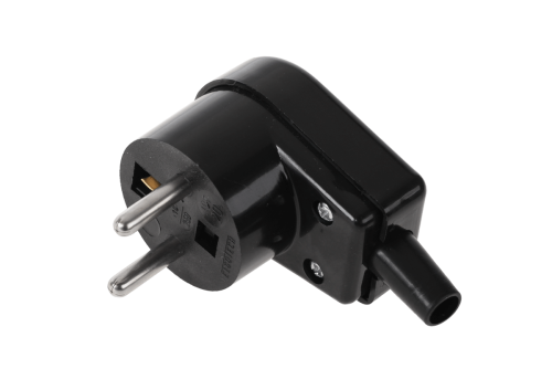 Wtyczka kątowa 230V z uziemieniem czarna WT-20S-2