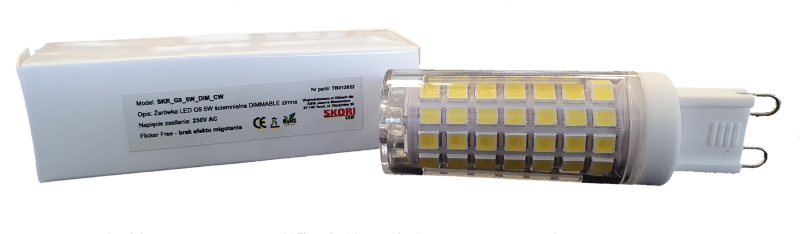 Żarówka LED G9 5W ściemnialna DIMMABLE zimna 6000K 430lm