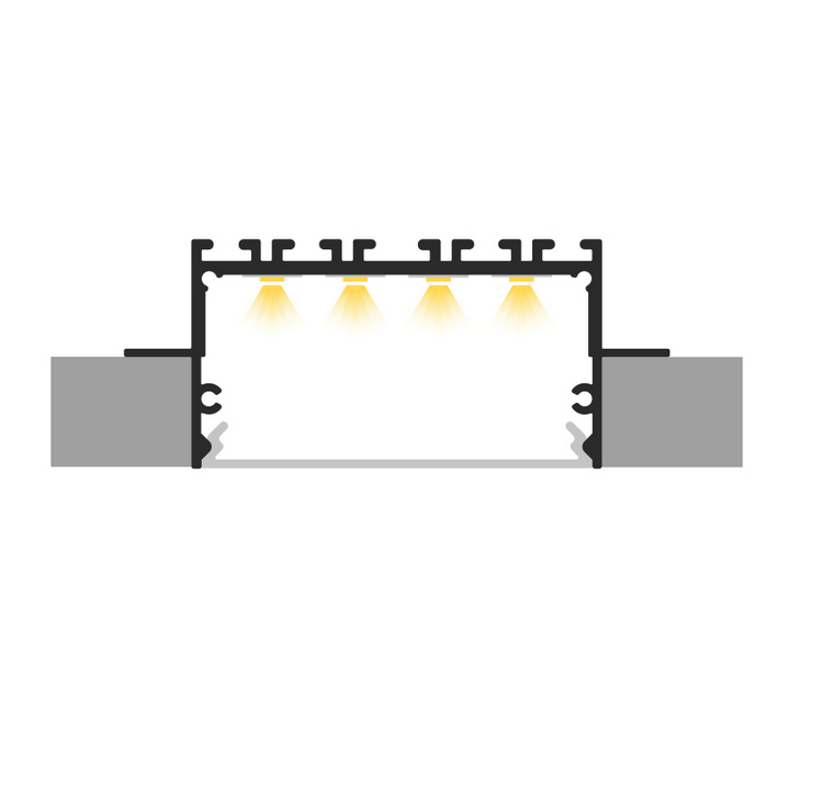 Profil alu wpuszczany czarny TECH-LIGHT P23-2 1m