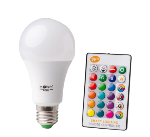 Żarówka ECOLIGHT RF RGBW E27 8W