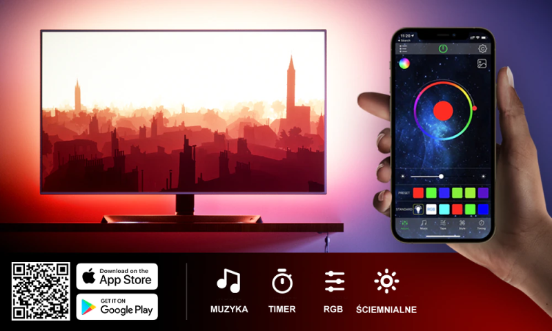 Pasek LED RGB 5V do Telewizora TV USB BlueTooth 3m