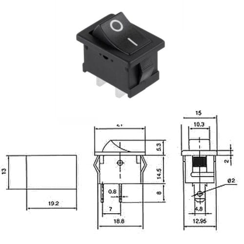 Włącznik MRS-101 czarny 3A 250V 6A 125V