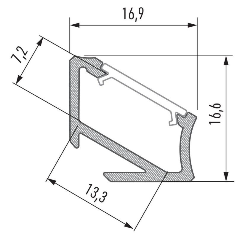 Profil aluminiowy LUMINES typ H KĄTOWY 30°/60° surowy 2m
