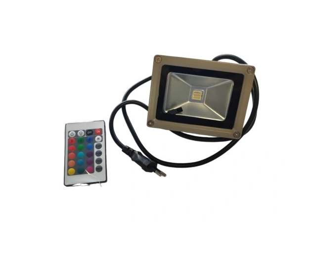 Naświetlacz LED RGB 10W 230V z pilotem IR z wtyczką