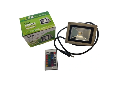 Naświetlacz LED RGB 10W 230V z pilotem IR z wtyczką