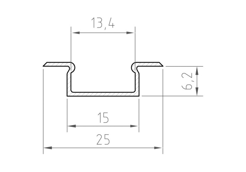Profil Aluminiowy TECH-LIGHT srebrny anodowany P6-2 1m
