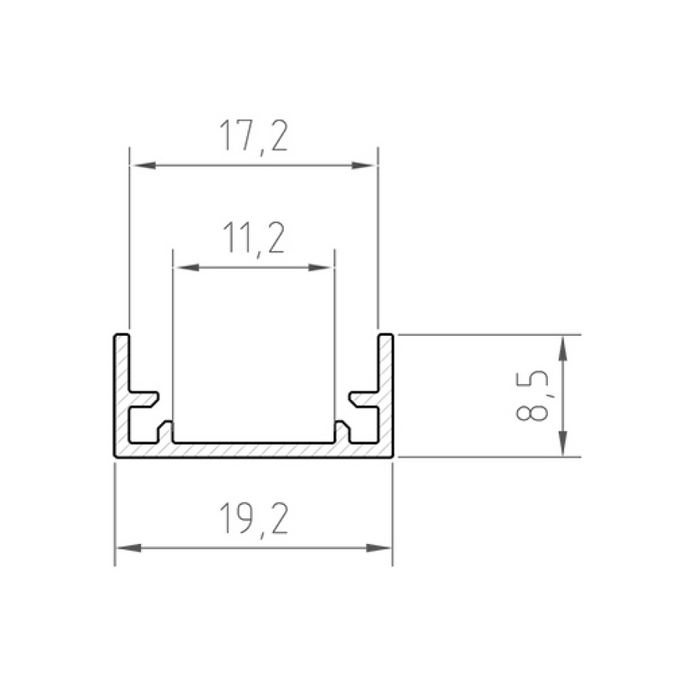 Profil Aluminiowy TECH-LIGHT anodowany wodoodporny P11-1 1m