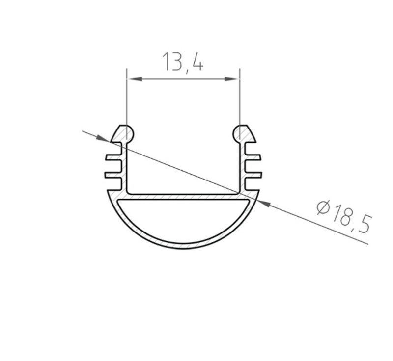 Profil Aluminiowy TECH-LIGHT srebrny anodowany P8 1m
