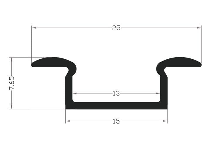 Profil Aluminiowy TECH-LIGHT czarny lakierowany P6-1 2m