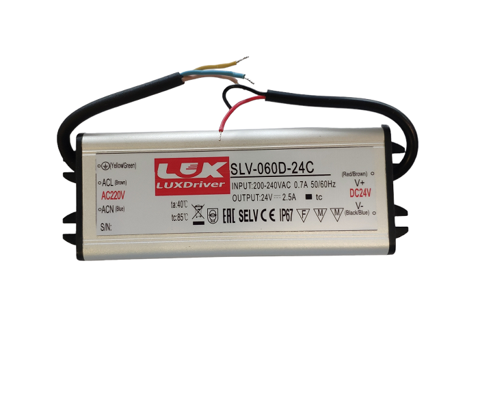 ZASILACZ LED SLV wodoodporny IP67 24V 2,5A 60W