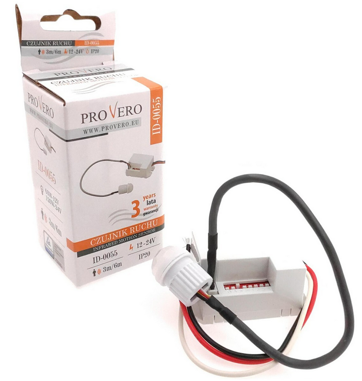 Czujnik ruchu z zewnętrznym sensorem DC 12/24V - PIR 360° - ID-0055