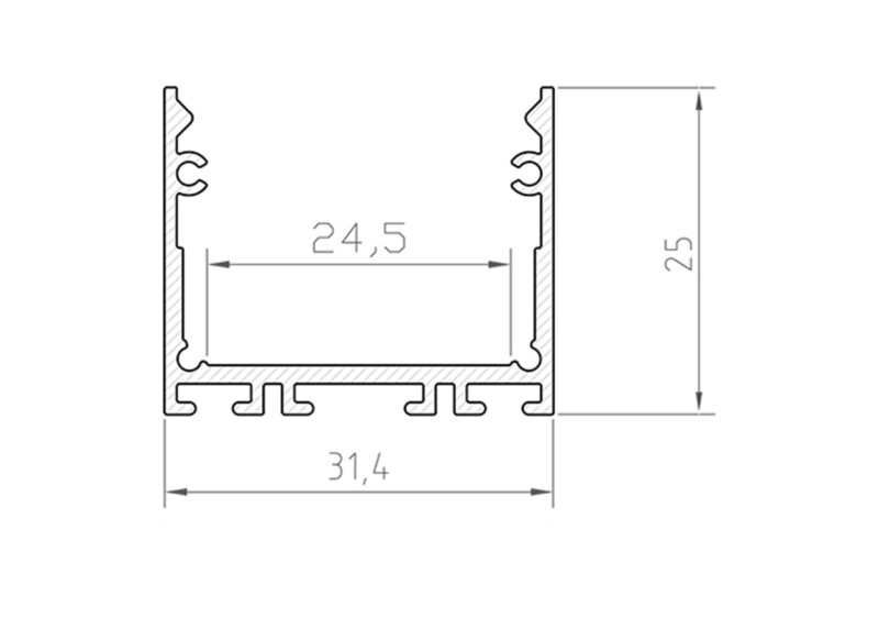 Profil alu nawierzchniowy anod TECH-LIGHT P22-3 1m