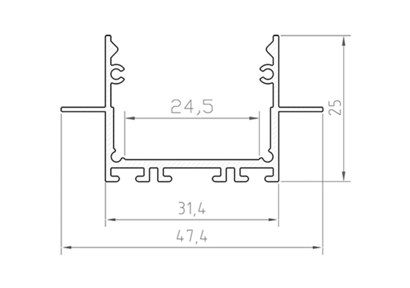Profil aluminiowy TECH-LIGHT P22-2 anodowany 1m