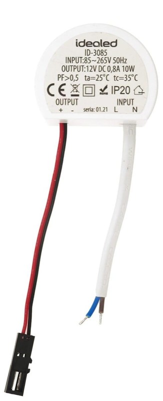 Zasilacz LED IP20 12V 0,8A 10W do puszki ID-3085