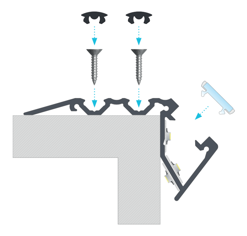 Profil schodowy LUMINES SCALA CZARNY anodowany 1m