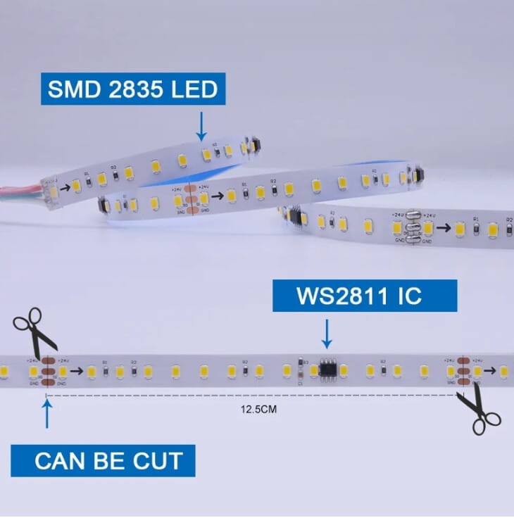 Taśma WS2811 magic 2835 MONO 600LED IP20 24V CW 5m