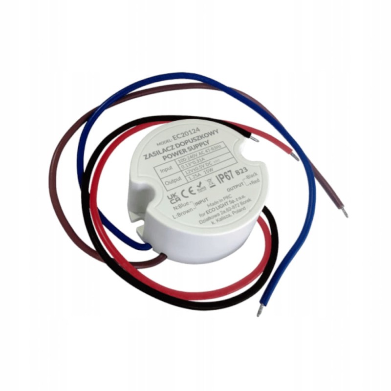 Zasilacz do puszki ECOLIGHT 1,25A 15W IP67