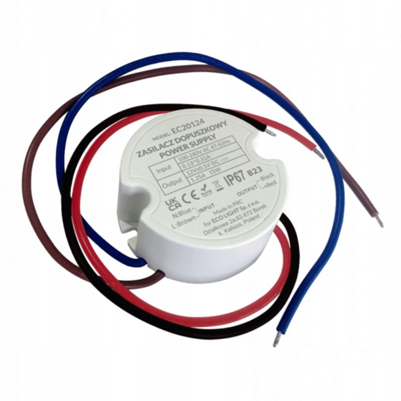 Zasilacz do puszki ECOLIGHT 1,25A 15W IP67