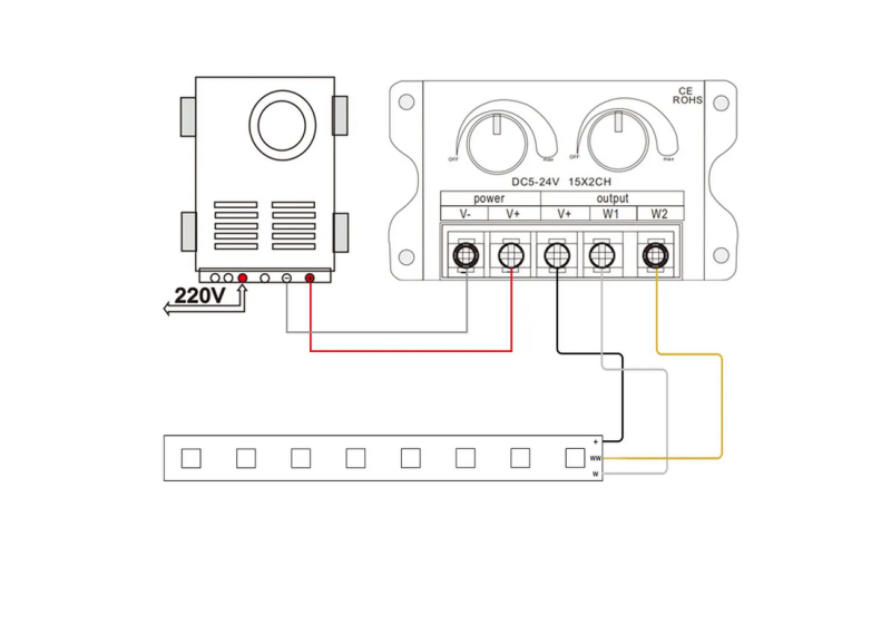 Sterownik ściemniacz dimmer CCT 12/24V 30A