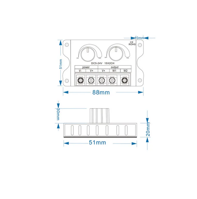 Sterownik ściemniacz dimmer CCT 12/24V 30A