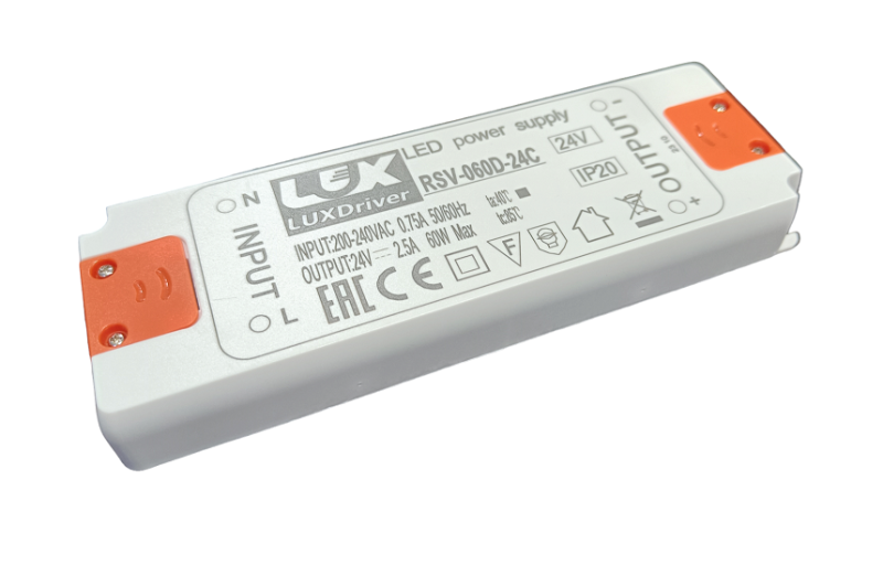 Zasilacz LED RSV 2,5A 60W 24V DC meblowy NISKI