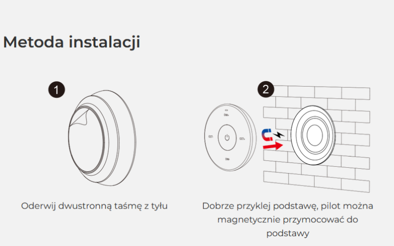 Panel MiLight 1strefa MONO+CCT biały okrągły magnetyczny model K2S Czarny