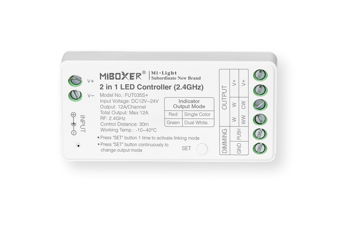 MIBOXER Kontroler 2in1 CCT/MONO 12A FUT035S+
