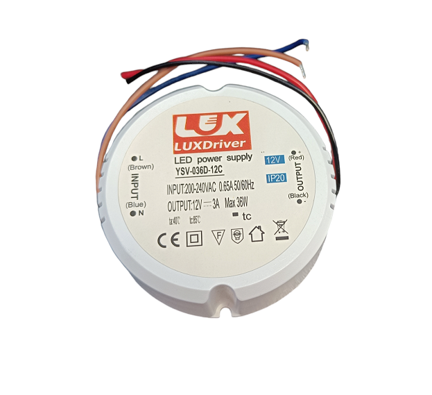 Zasilacz dopuszkowy fi71 YSV 36W 12V 3A IP20