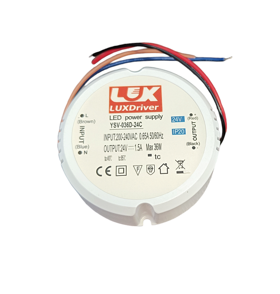 Zasilacz dopuszkowy fi71 YSV 36W 24V 1,5A IP20