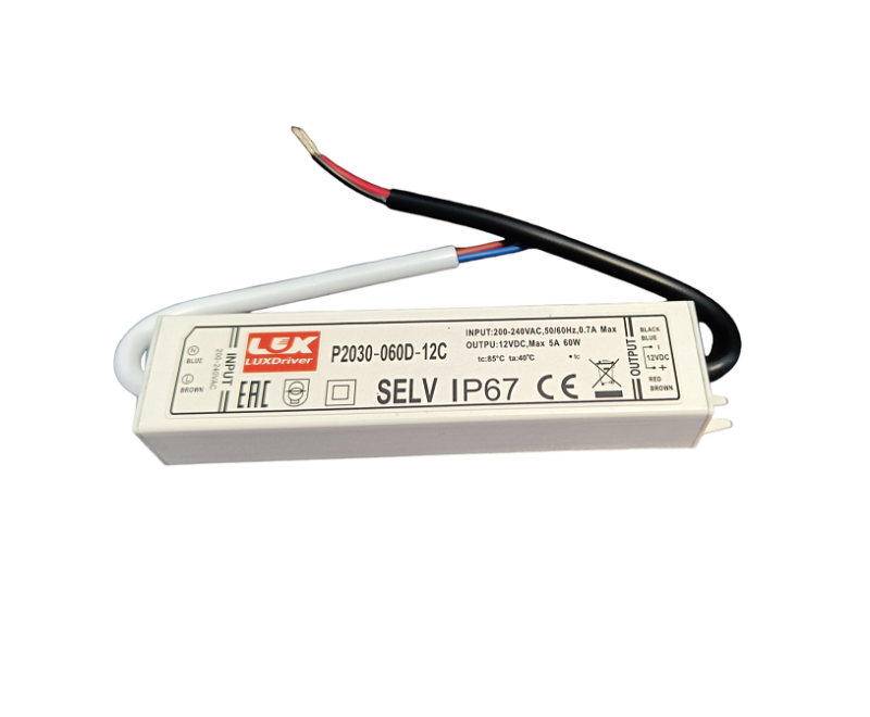 Zasilacz P2030 12V 5A 60W hermetyczny IP67
