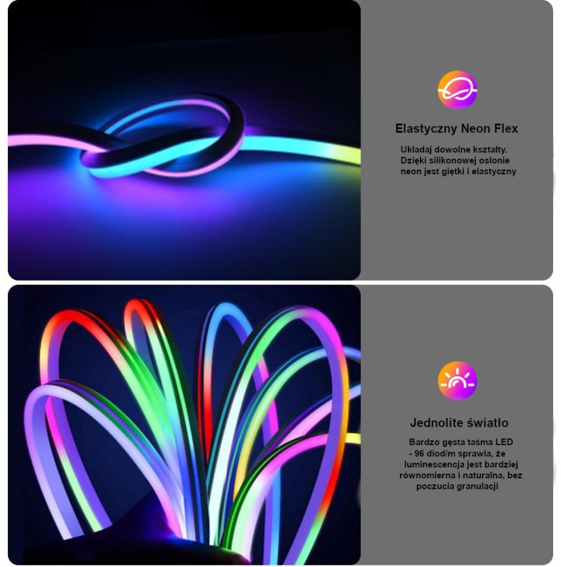 Neon FLEX Cyfrowy RGB WS2811 8x16mm 12V 120D 1m
