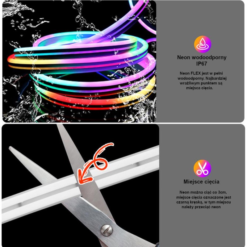 Neon FLEX Cyfrowy RGB WS2811 8x16mm 12V 120D 1m