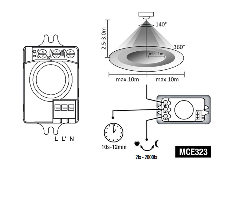 Mikrofalowy czujnik ruchu MCE323