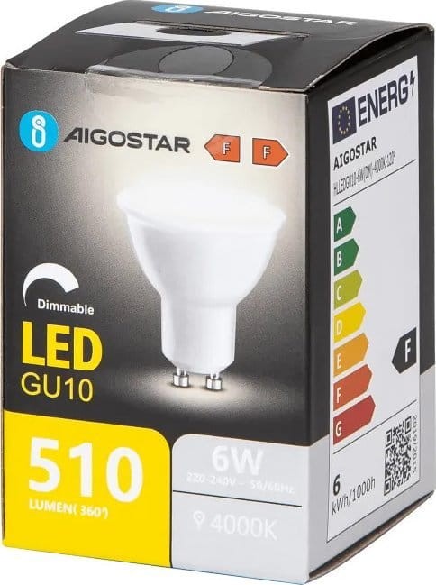 Żarówka GU10 6W 510lm Aigostar ściemnialna NW 4000K DIMMABLE