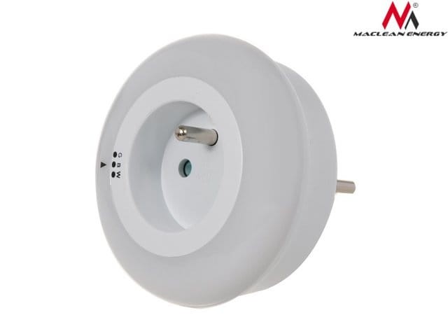 Lampka nocna z czujnikiem zmierzchu z gniazdem 230V 3 kolory MCE122