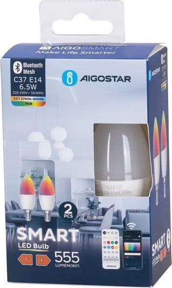 Żarówka Aigostar E14 6,5W C37 2pcs MESH RGB+CCT