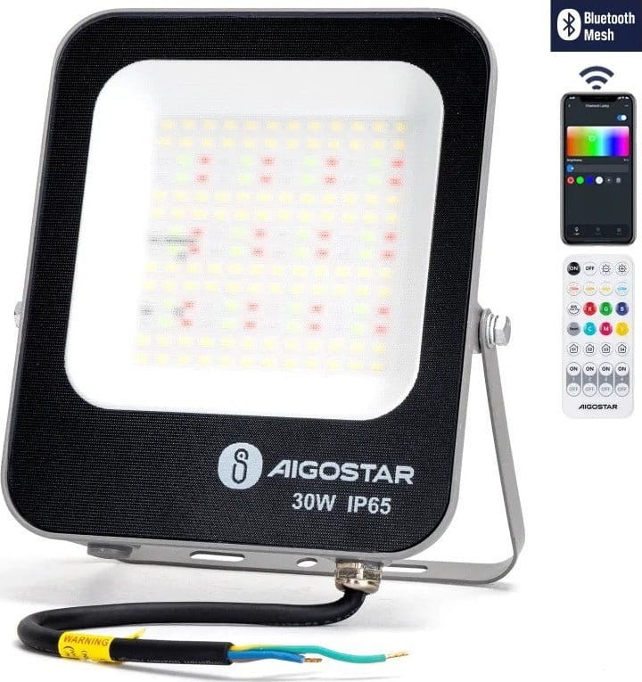 Naświetlacz Aigostar 30W RGB+6500K BT MESH