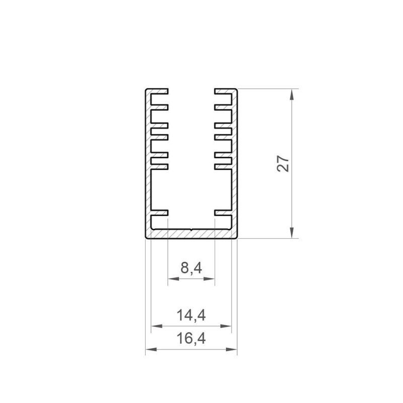 Profil alu szybowy TECH-LIGHT P10-3 anod 1m