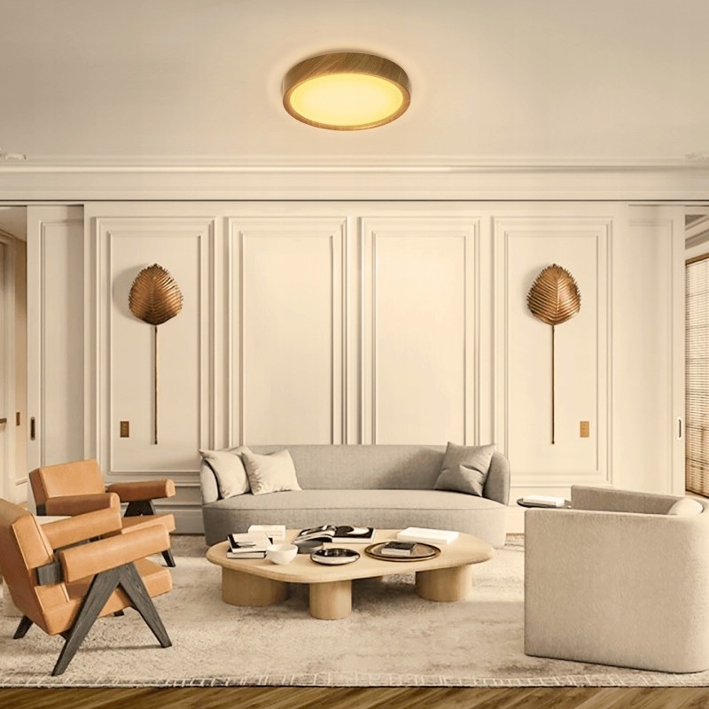 Plafon 24W 2700lm biały ciepły 3000K WOODEN RING