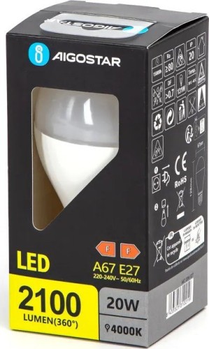 Żarówka LED E27 20W 2100lm SMD2835 Aigostar A67 NW