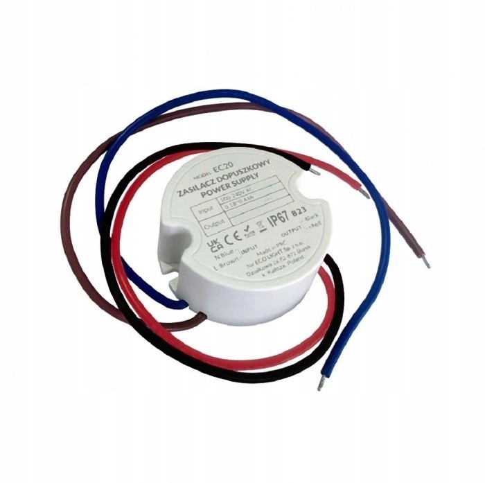 Zasilacz do puszki ECOLIGHT 0,8A 20W 24V IP67