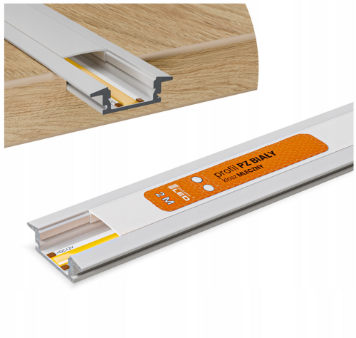 Profil LED Aluminiowy Do Taśma Anodowany Biały Wpuszczany Klosz Mrożony 2m