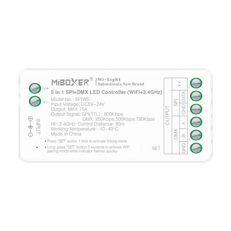 Sterownik MiBoxer SPIW5 do taśm adresowalnych/digital Wi-Fi + 2.4G