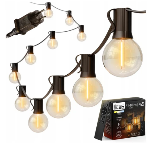 Girlanda ogrodowa Smartled 20 m 36 żarówek LED biały ciepły IP65