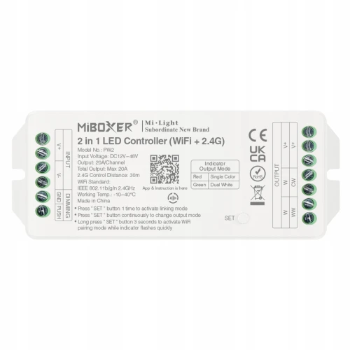 Sterownik Kontroler Do Taśma LED 2w1 Biały WiFi MiLight PW2 Miboxer